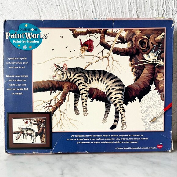 Charles Wysocki Too Pooped Cat on Tree Limb Paint By Number Kit Dimensions - Picture 1 of 12